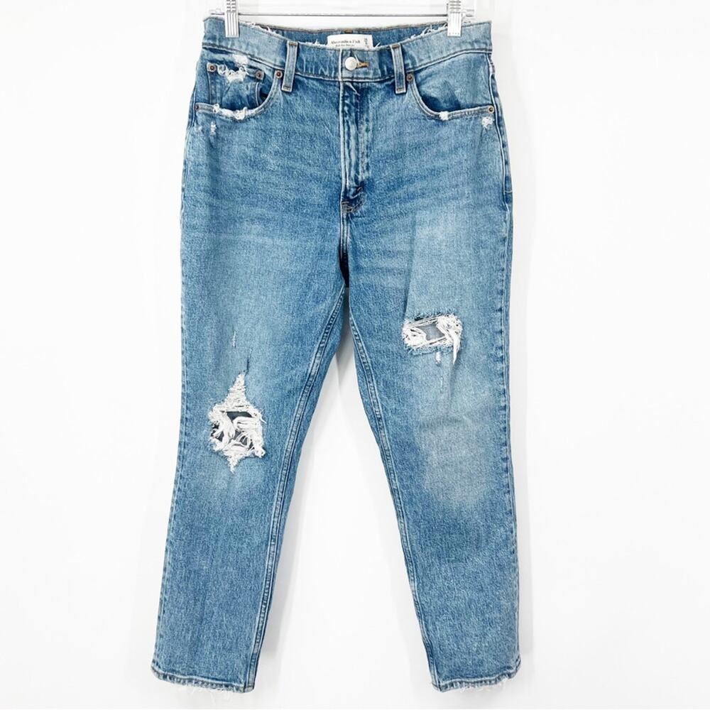 Abercrombie & Fitch High Rise Mom Jeans Distressed
